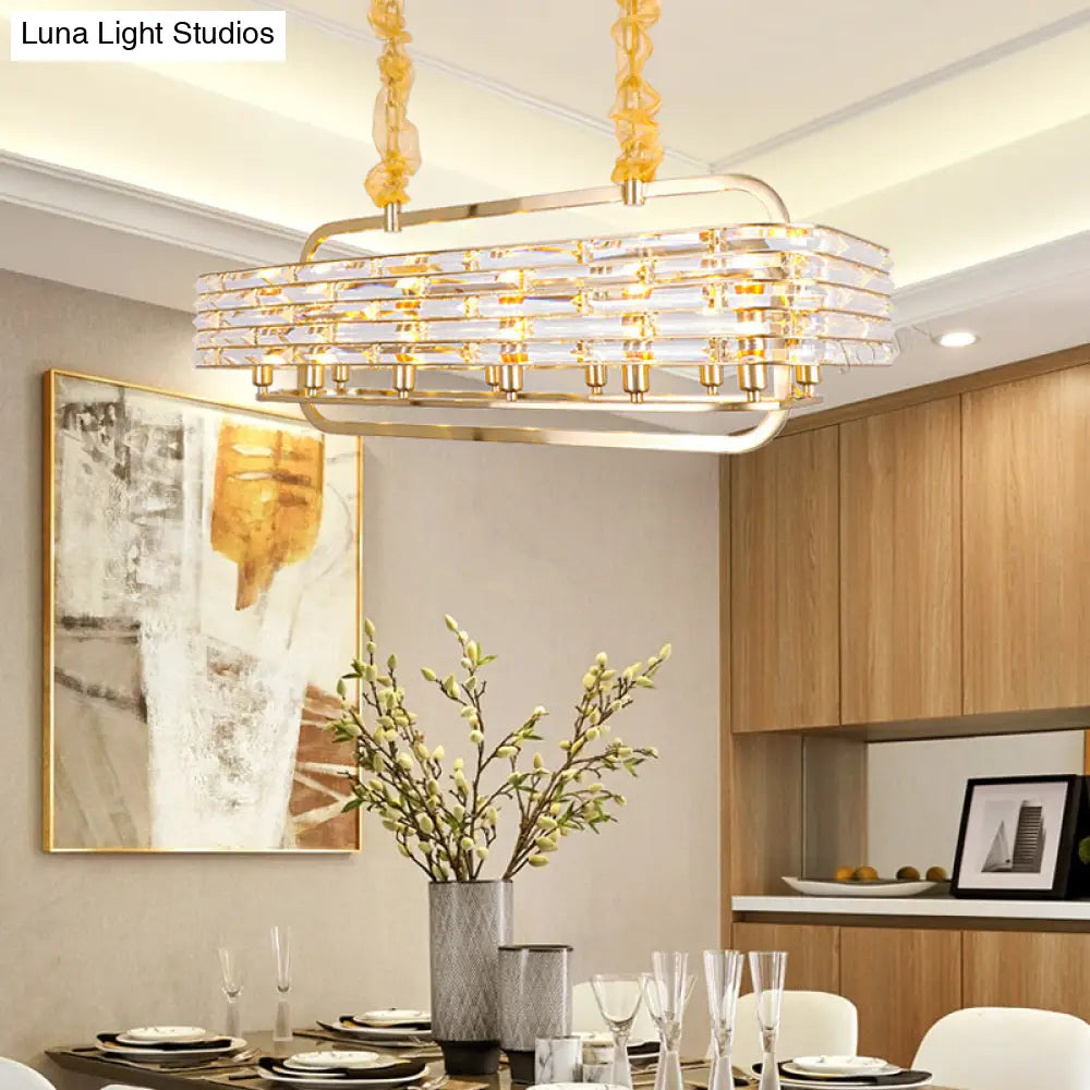DecorBites™ Modern Gold Crystal Pendant Light Fixture with 8 Heads for Living Room