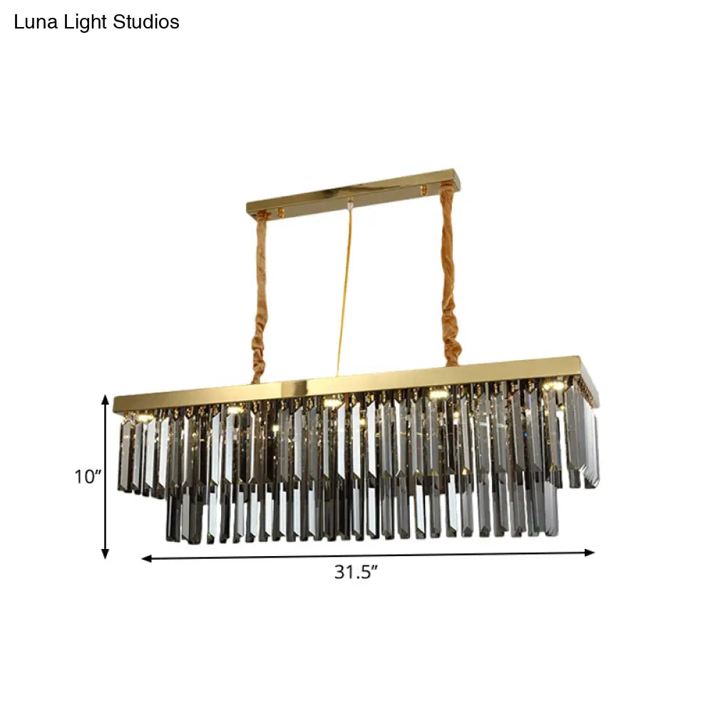 DecorBites™ Modern Gold Dining Room Island Pendant Light with 10 Crystal-Cut Shades - 23.5"/31.5" Wide