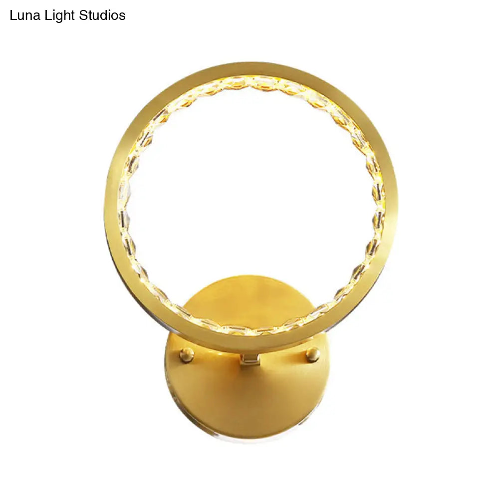 DecorBites™ Modern Gold LED Wall Sconce with Clear Crystal Beads for Bedroom
