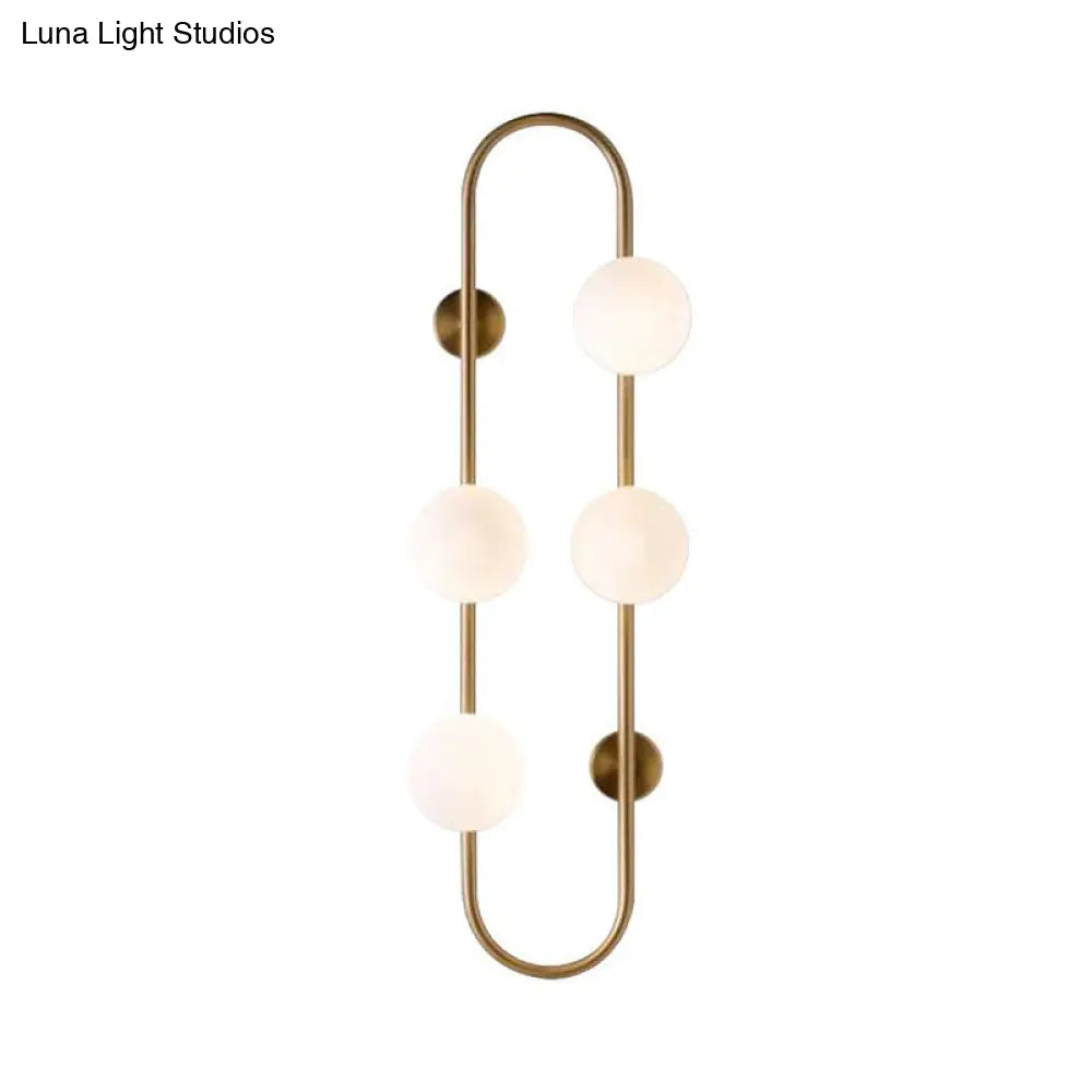 DecorBites™ Modern Gold Oblong Sconce Wall Light with 4-Metal Heads and Milky Glass Shade