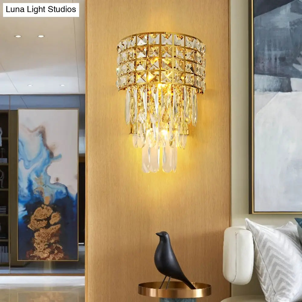 DecorBites™ Modern Gold Triangular Crystal Wall Lamp with 3 Lights