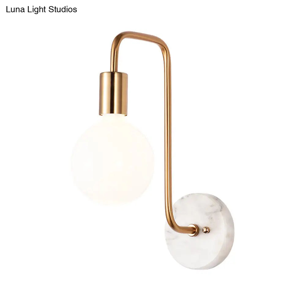 DecorBites™ Modern Gold Wall Sconce with White Glass Shade – Bedroom Light Fixture