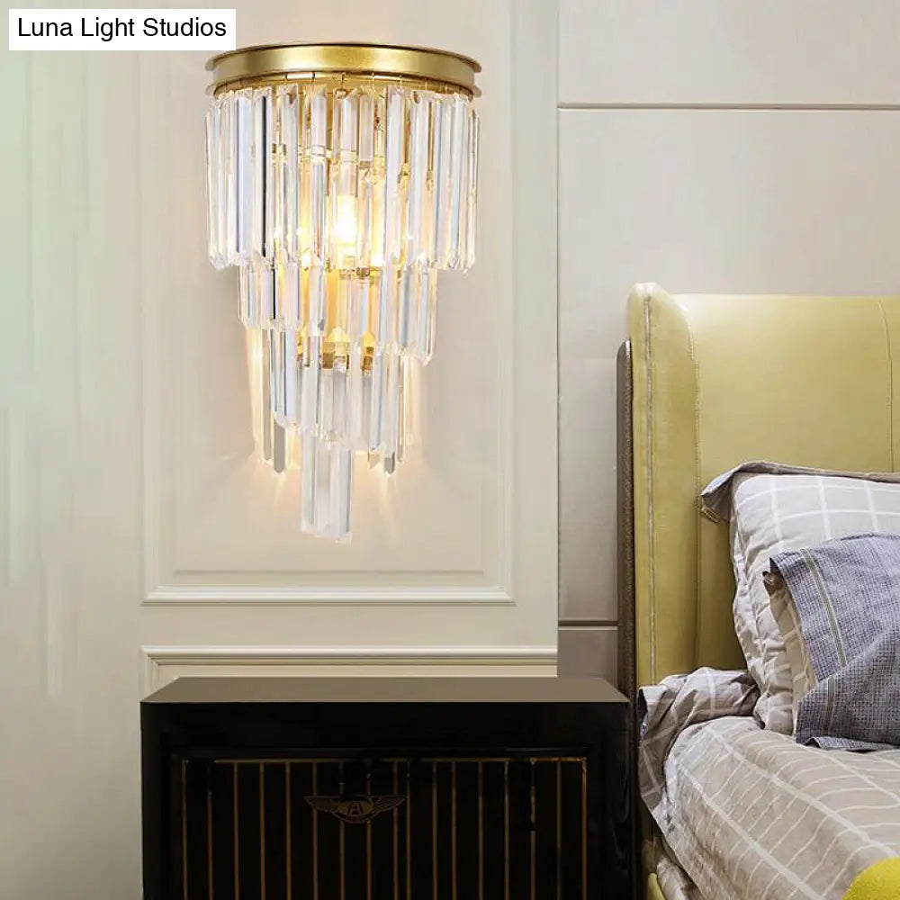 DecorBites™ Modern Golden Wall Lamp with Clear Crystal Block - Bedside Wall Lighting Fixture