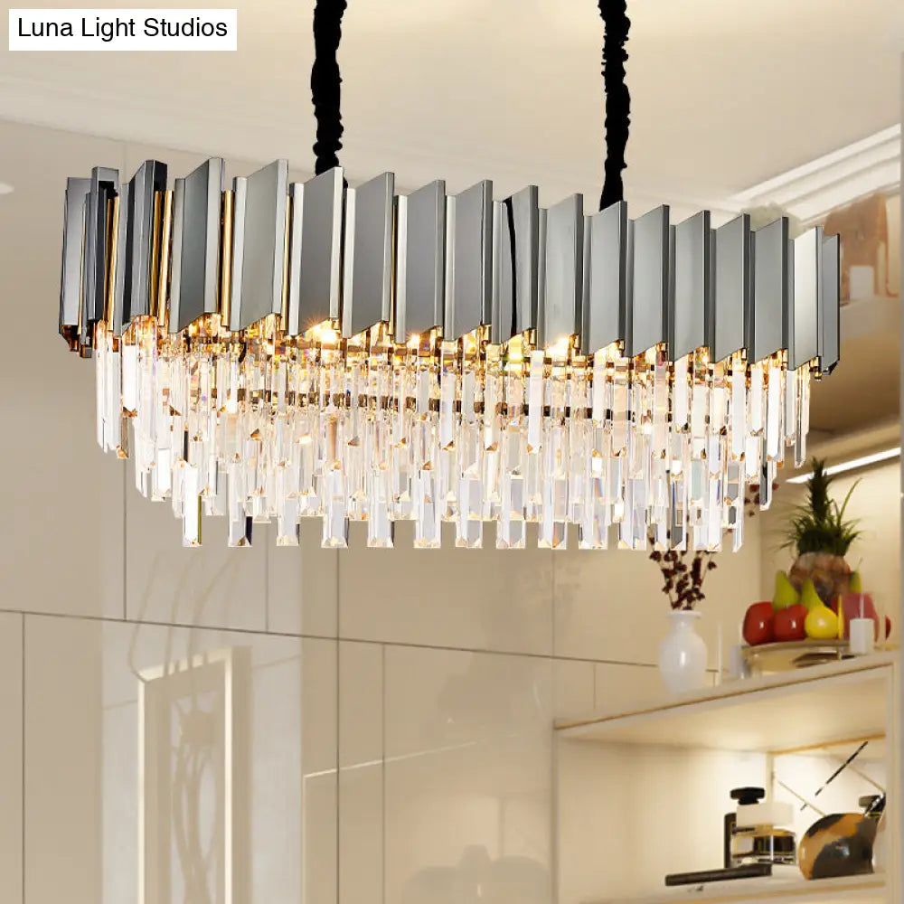 DecorBites™ Modern Grey Crystal Pendant Chandelier with 10 Lights - 39" Wide - Perfect for Island Ceiling