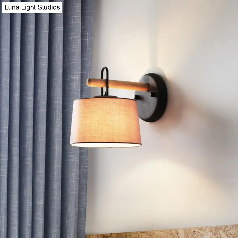 DecorBites™ Modern Grey Drum Shade Wall Lamp with Fabric Shade - Bedroom Lighting Fixture