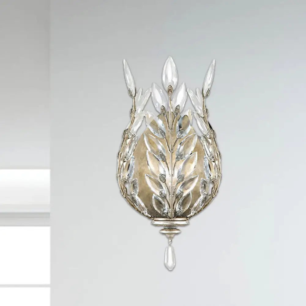 DecorBites™ Modern Laurel Wall Light with Crystal Drop - Silver/Brass