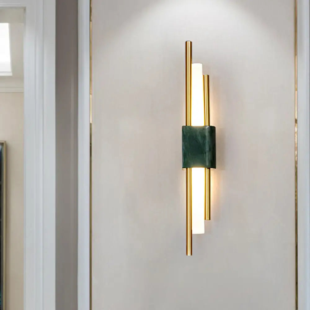 DecorBites™ Modern LED Marble Rectangle Wall Light with Slim Tube Detail in White/Warm Light, White/Green Color Option
