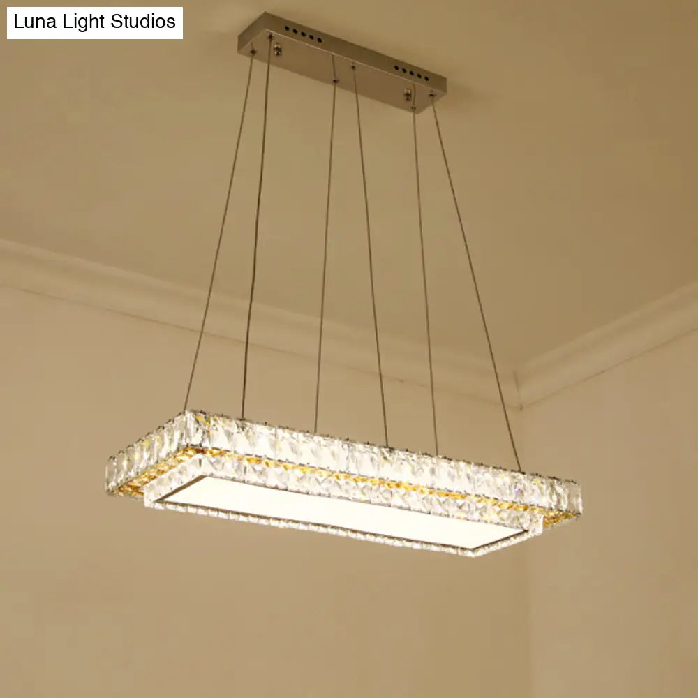DecorBites™ Modern LED Suspension Light: Clear Crystal Rectangle Blocks for Dinning Room & Kitchen Island