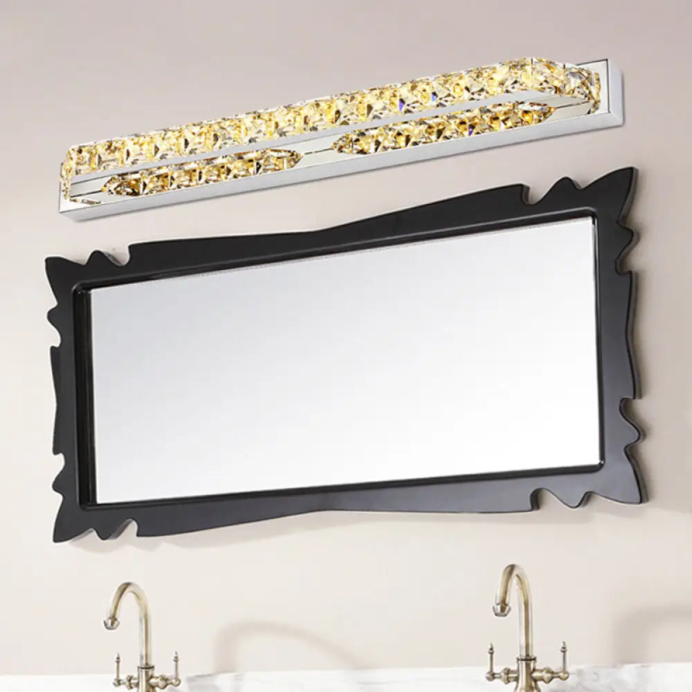 DecorBites™ Modern LED Vanity Wall Sconce with Crystal Encrusted Beveled Bar - Stylish and Chic