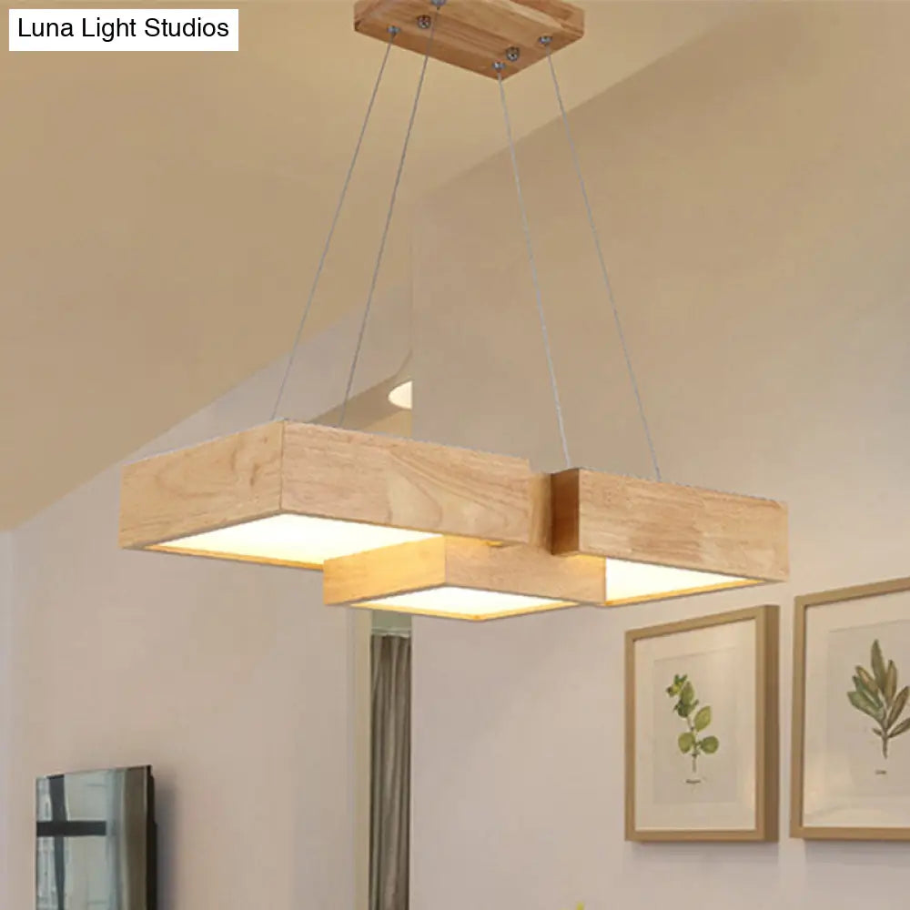 DecorBites™ Modern LED Wooden Square Island Ceiling Light Fixture