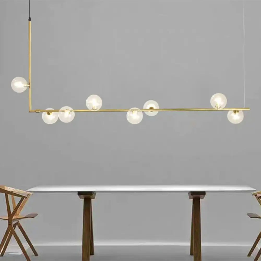 DecorBites™ Modern Linear Chandelier - 6/8 Lights Glass Shade Island Light in Black/Gold