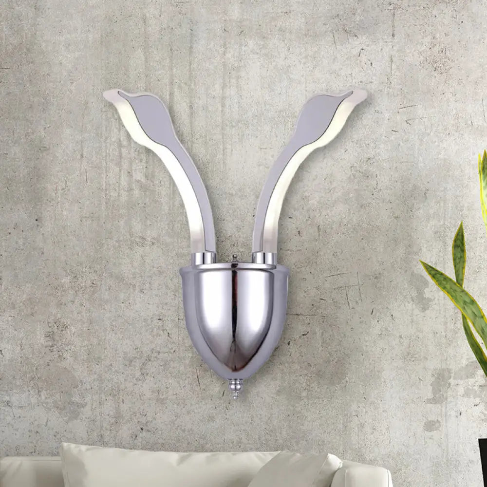 DecorBites™ Modern Metal 2-Light Chrome LED Wall Sconce with Acrylic Shade in Warm/White Light by Swan Head Wall Lighting