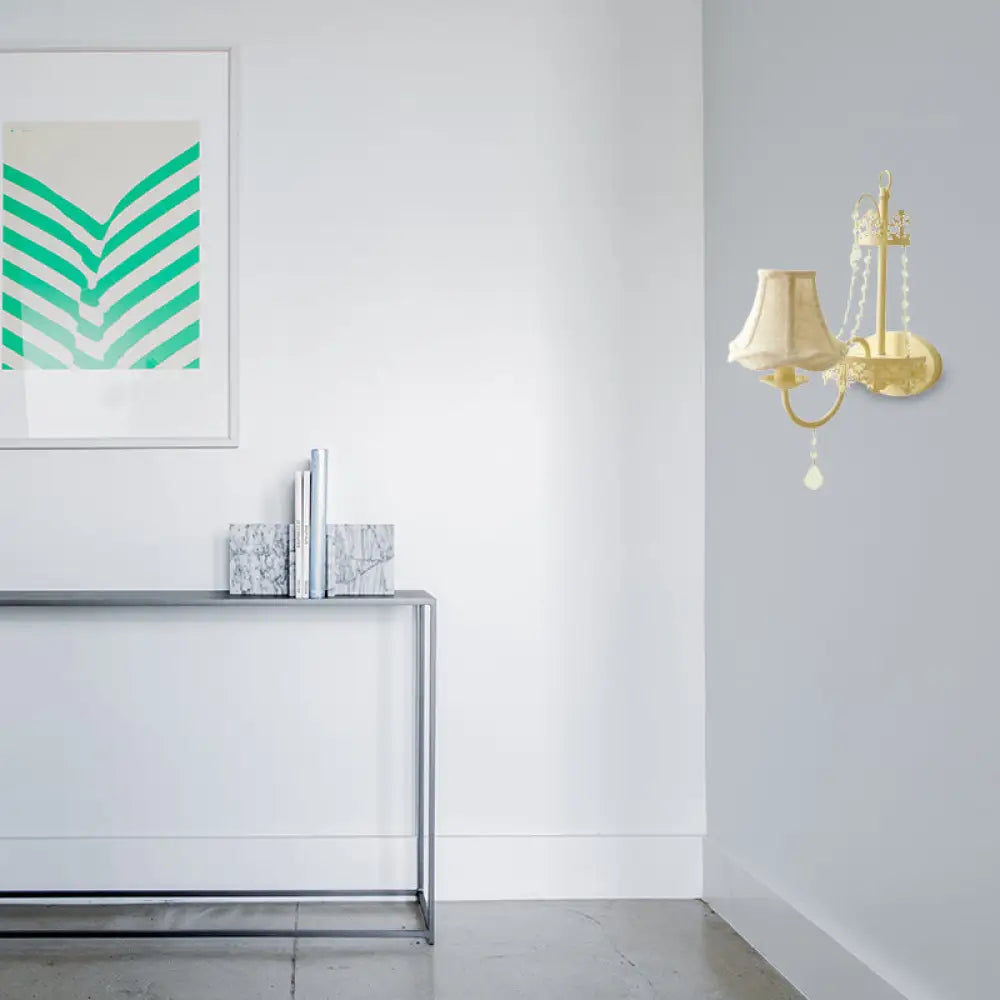 DecorBites™ Modern Metal Bell/Candle Wall Mount Lamp: 1-Light Sconce Fixture with Crystal Bead, Yellow
