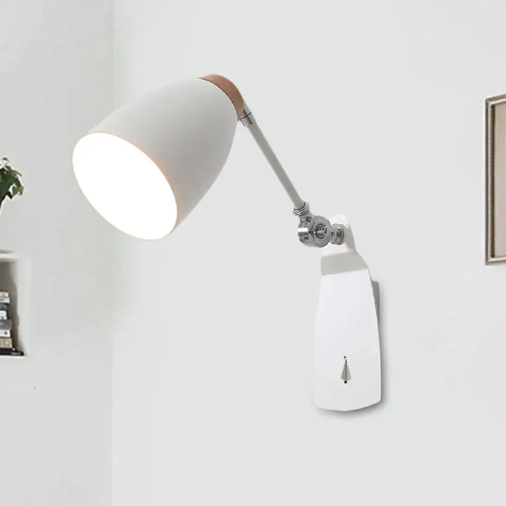 DecorBites™ Modern Metal Cup Wall Mounted Light - Rotatable 1-Light Wall Sconce Lamp, White/Black Finish