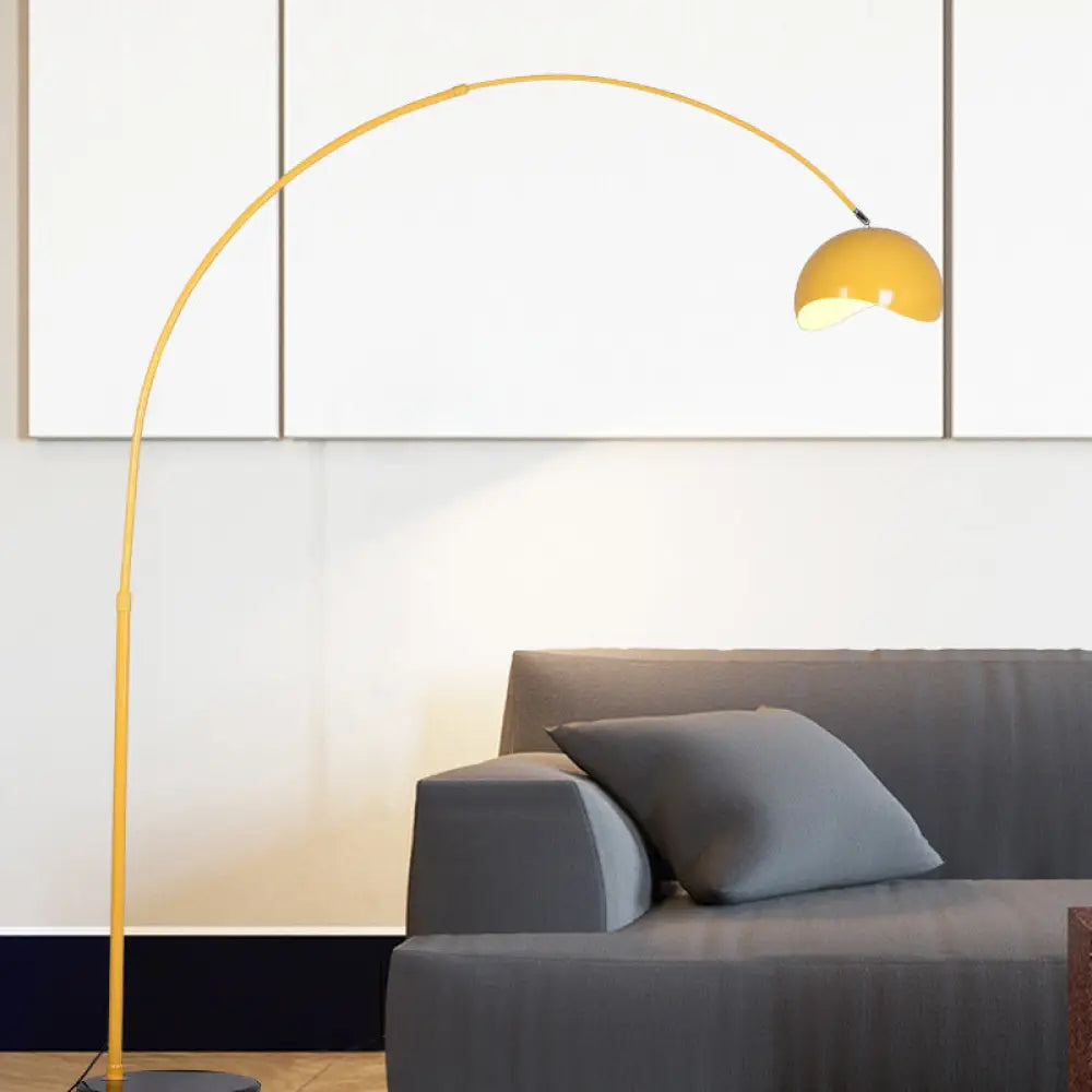 DecorBites™ Modern Metal Fishing Rod Floor Lamp with Dome Shade (Black/Yellow)