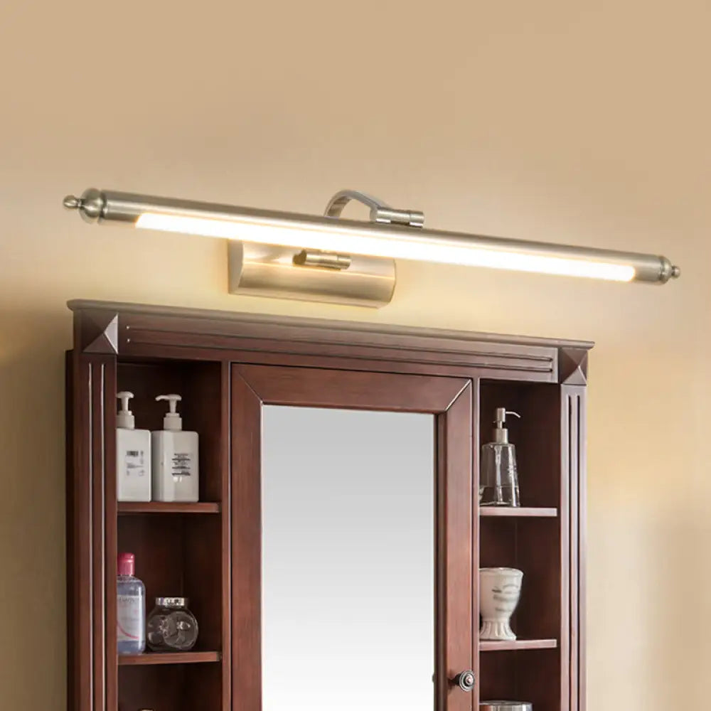 DecorBites™ Modern Metal LED Restroom Wall Sconce in Nickel - Warm/White Light