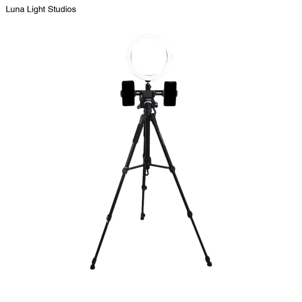 DecorBites™ Modern Metal LED Vanity Lamp with USB and Round Shade - Black Tripod Design