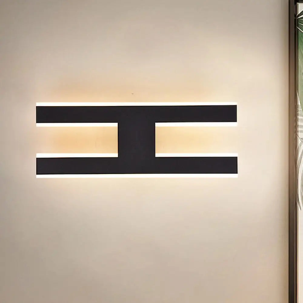 DecorBites™ Modern Metal LED Wall Lamp with Alphabet Design - White/Black Sconce Light for Bedside in White/Warm Glow