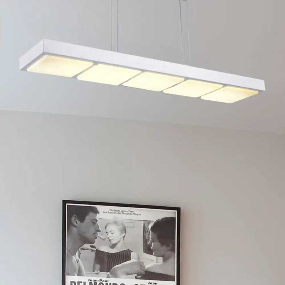 DecorBites™ Modern Metal Rectangular Island Lamp with 3/4/5 Lights in Black/White - Office Hanging Light in Warm/White