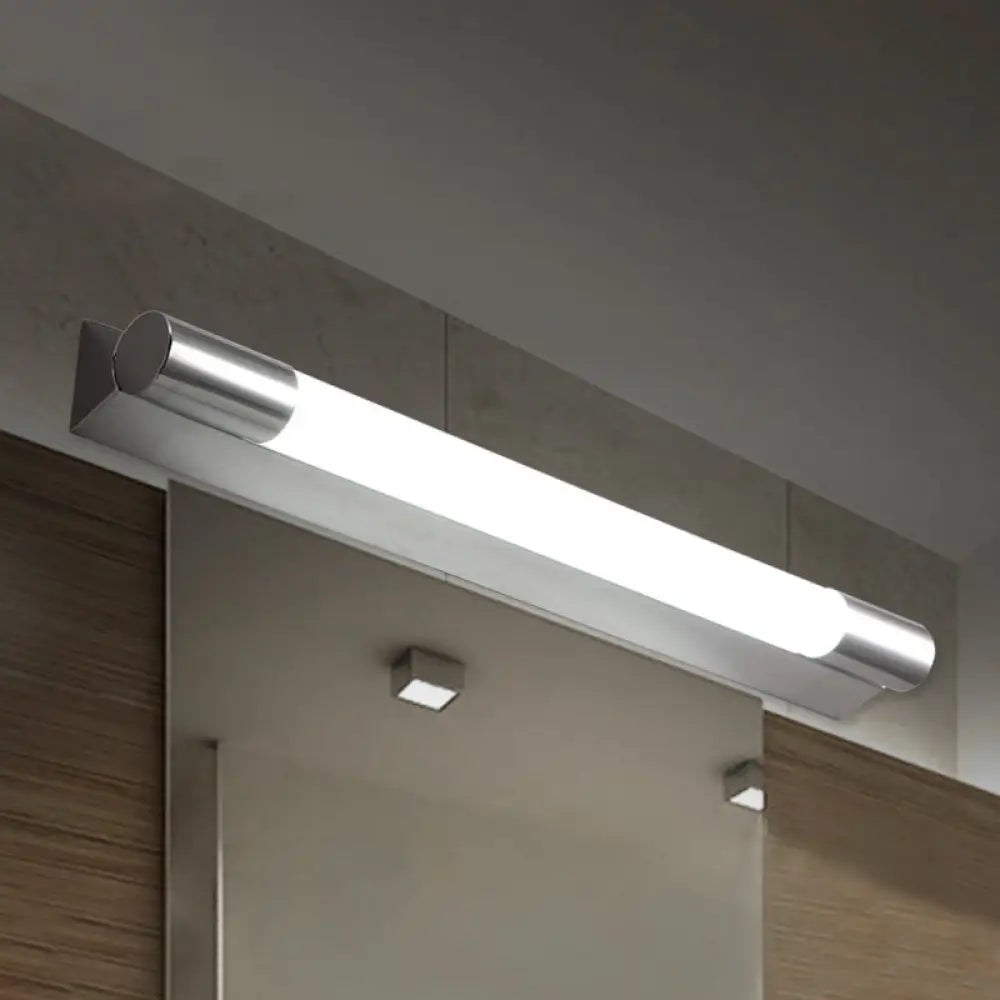 DecorBites™ Modern Metallic LED Vanity Light - Tube Shape, 19.5"/23" W, Silver - Warm/White Light