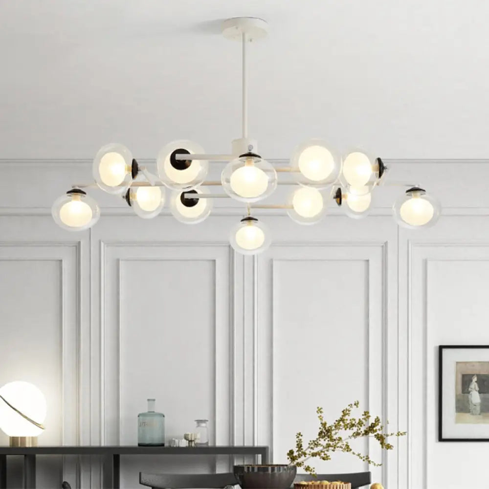DecorBites™ Modern Oval Shade Island Light - 8/12 Lights Glass Suspension Light in Black/White