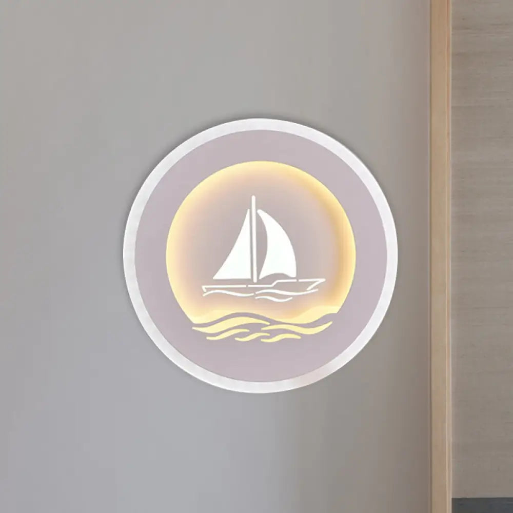 DecorBites™ Modern Sailboat/Tree Pattern LED Sconce for Studying, Simplicity White Wall Light