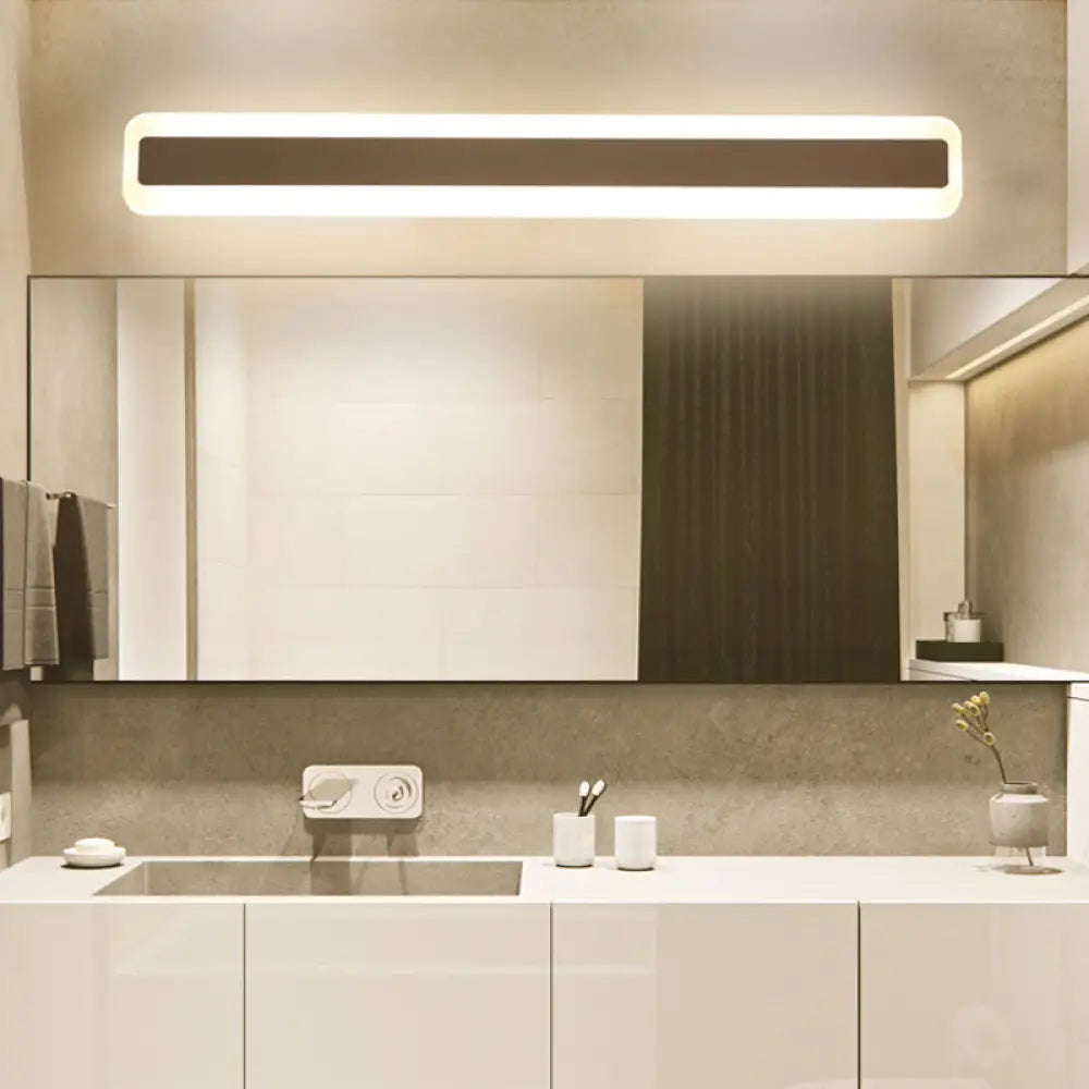 DecorBites™ Modern Silver LED Washbasin Wall Lighting Fixture - 16"/20.5" L, Elongated Metal Shade in Warm/White Light