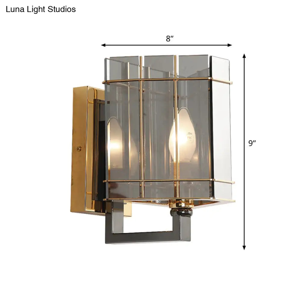 DecorBites™ Modern Smoke Gray Glass Triangle Sconce Wall Lamp for Bedroom