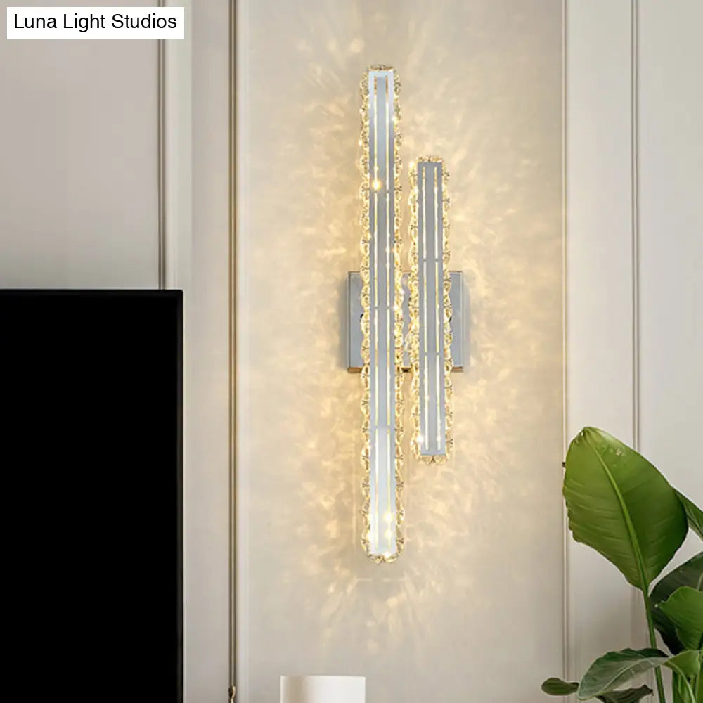 DecorBites™ Modern Stainless-Steel LED Wall Mount Light with K9 Crystal Accent - Perfect for Living Room
