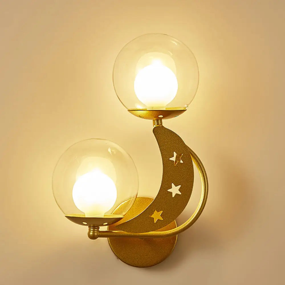 DecorBites™ Modern Style Black/Gold Ball Wall Sconce: 2-Light Clear Glass Wall Mount Lamp Kit