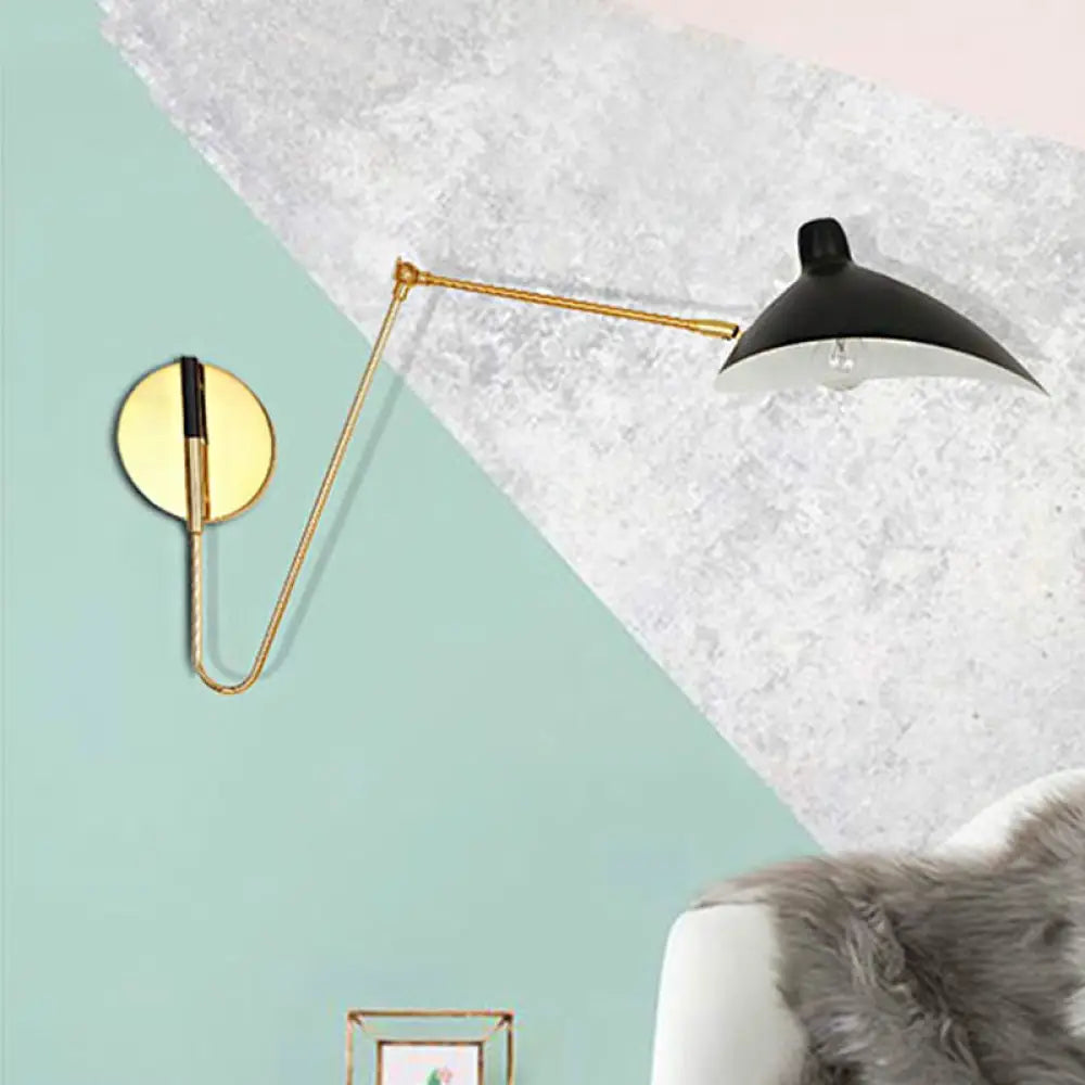 DecorBites™ Modern Style Duckbill Shade Wall Lamp with Metallic Finish, Black Sconce Lighting – Straight/Curved Arm