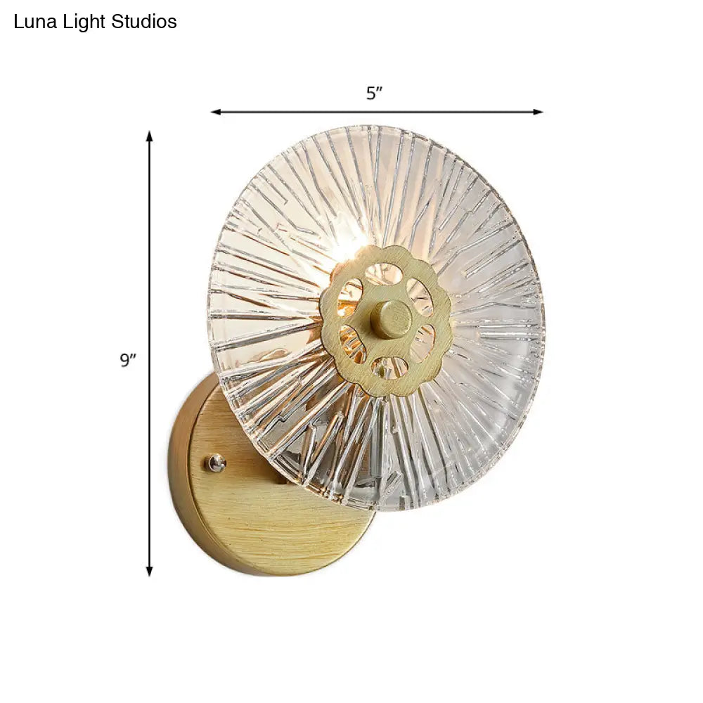 DecorBites™ Modern Textured Wall Lamp with Clear Crystal and Metallic Finish in Gold