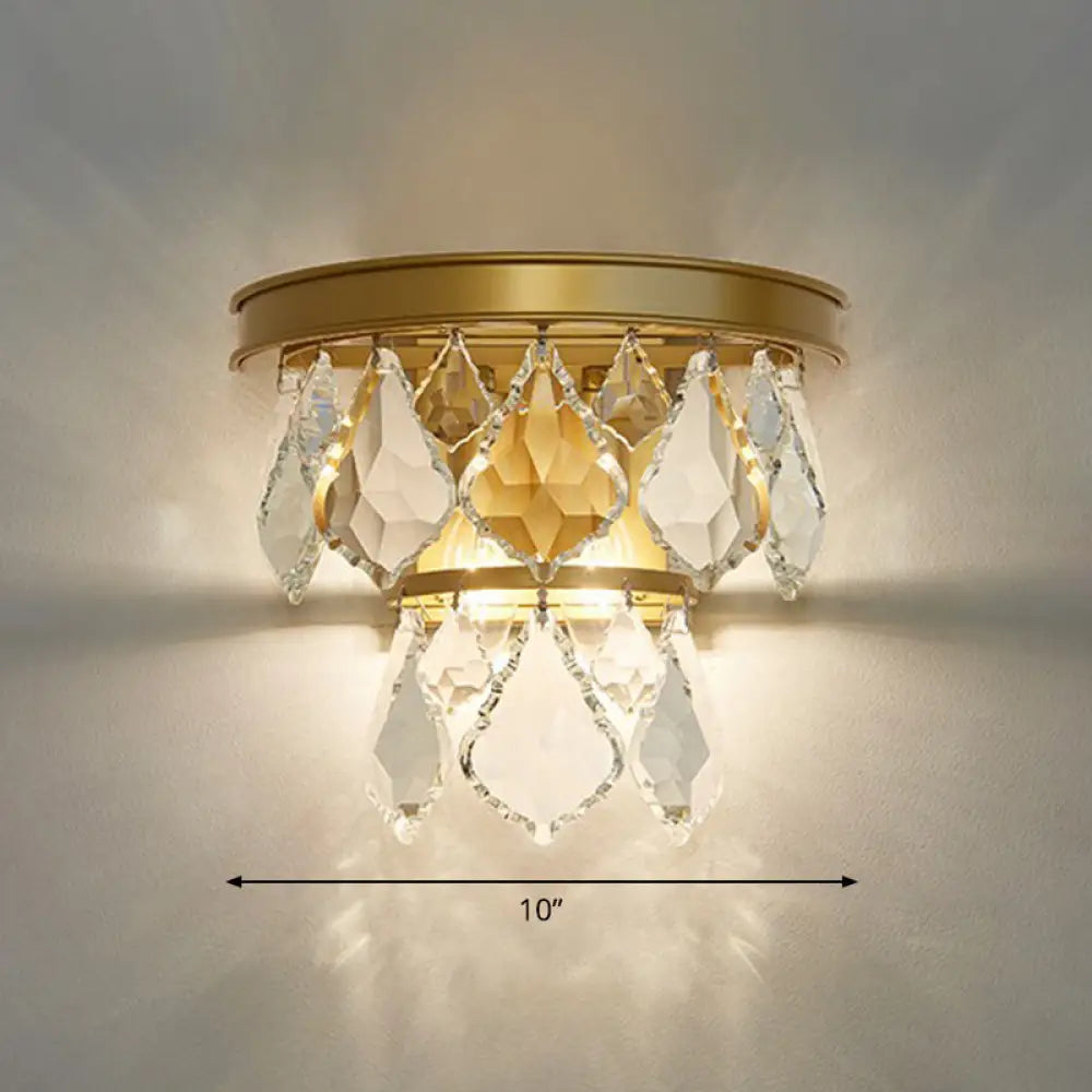 DecorBites™ Modern Tiered Sconce Light with Cut-Crystal Accents - Sleek Bedside Wall Mount Fixture (2 Bulbs)