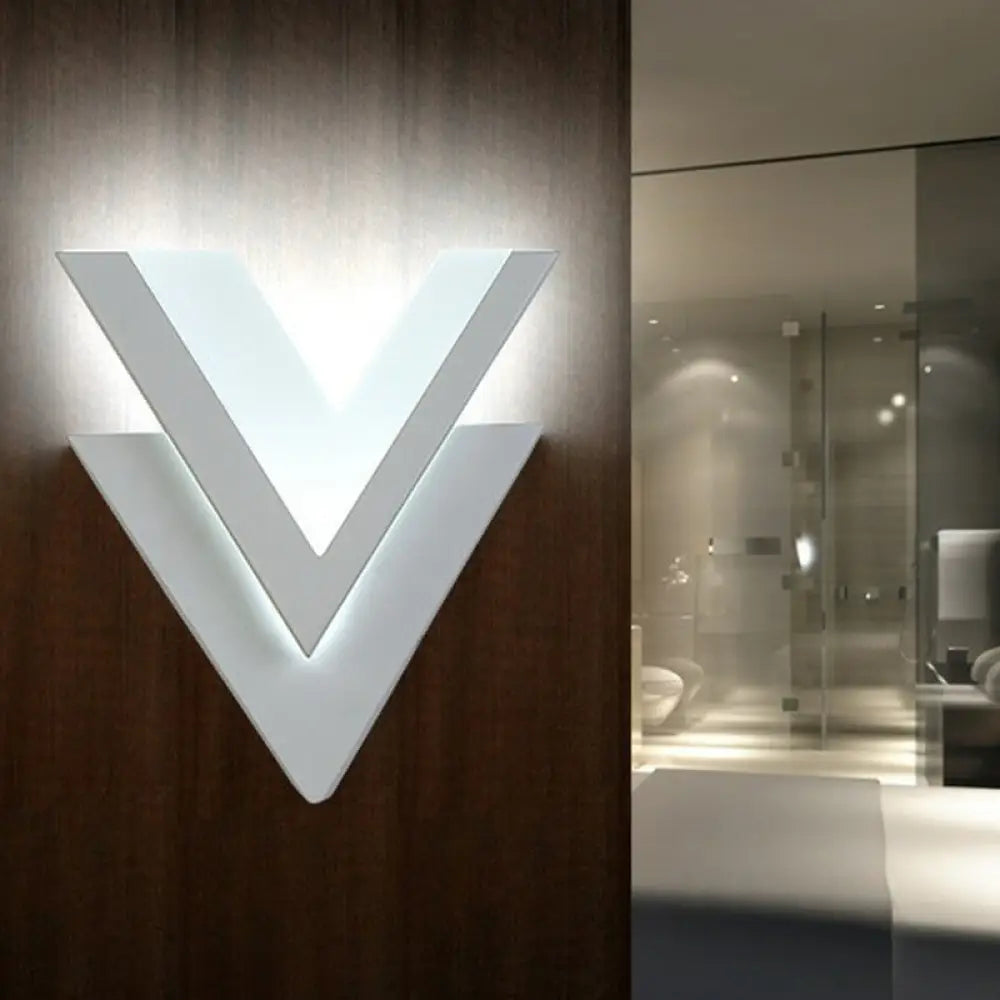 DecorBites™ Modern V-Shaped LED Wall Sconce in White