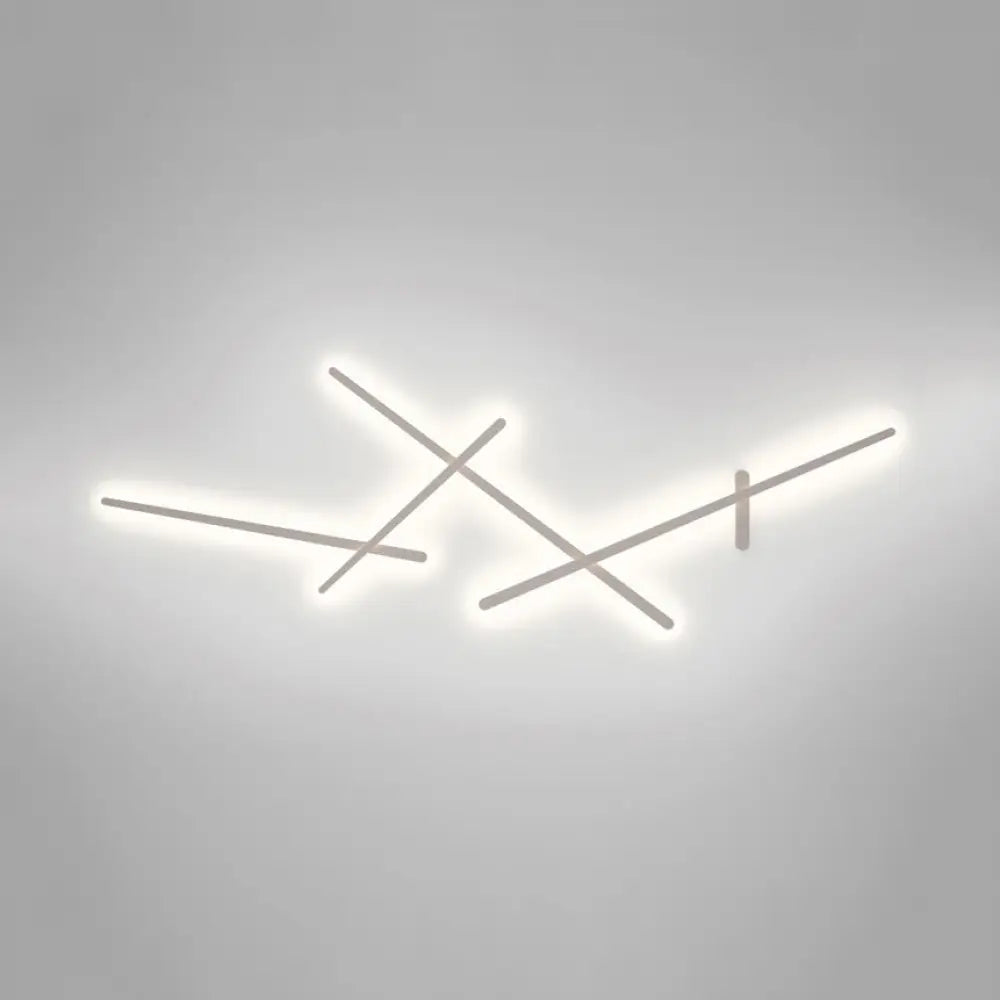 DecorBites™ Modern White Crossed Lines Wall Lamp - Metal, 3/4 Lights - Simplistic Living Room Lighting