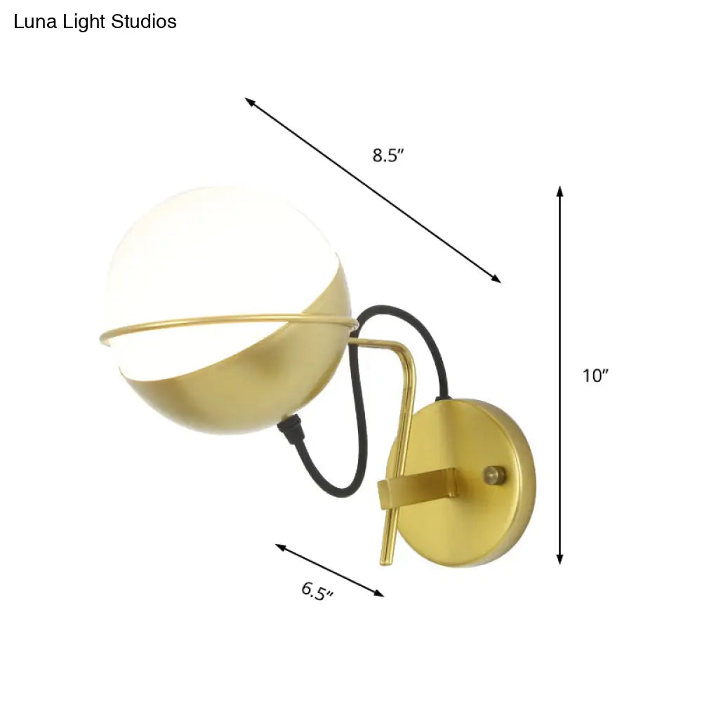 DecorBites™ Modern White Glass Globe Wall Sconce with Golden Mount