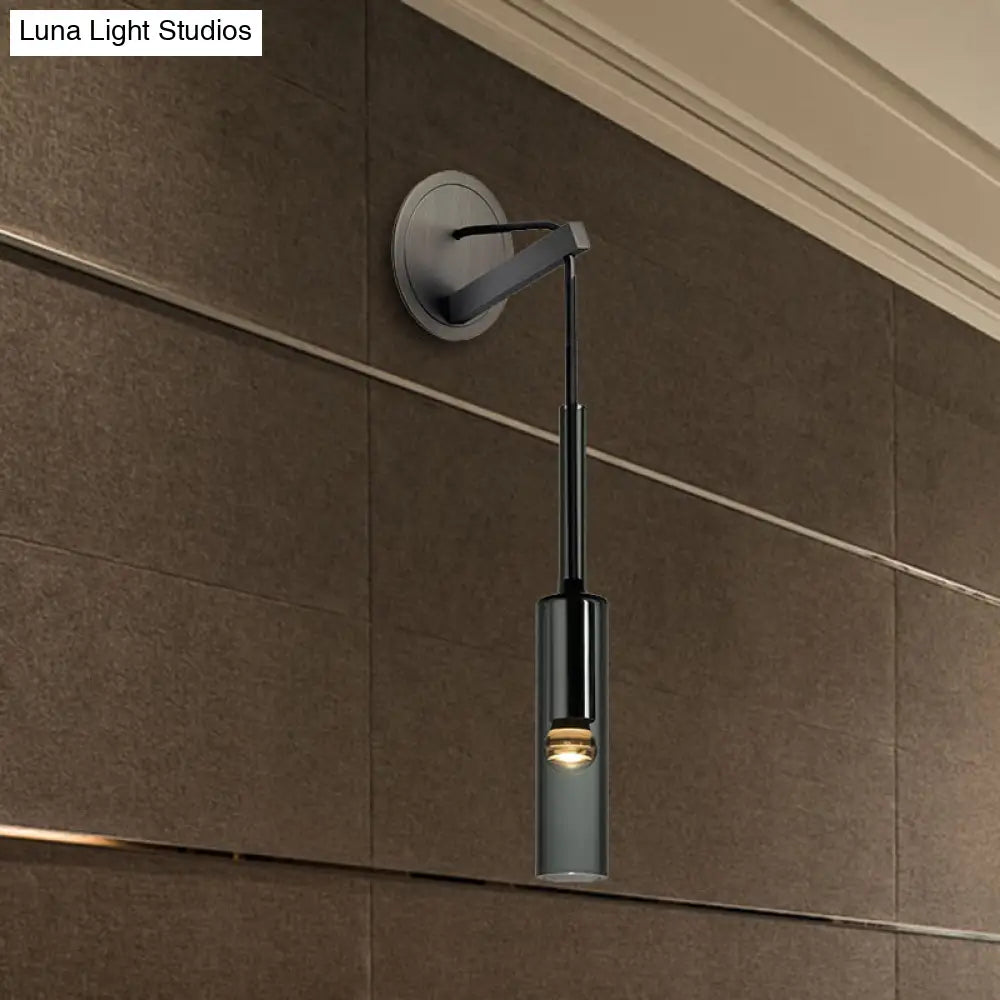DecorBites™ Modernist Black LED Wall Sconce - Crystal Tube Light Fixture for Bedroom