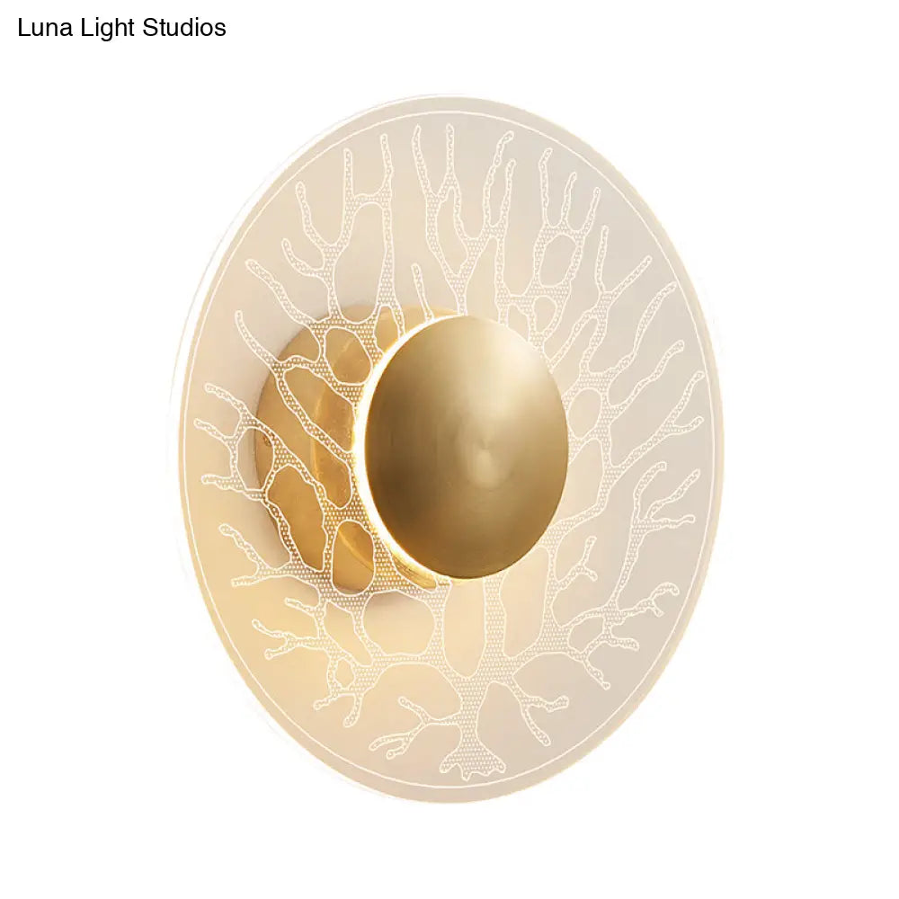 DecorBites™ Modernist Clear Glass LED Wall Sconce Lamp in Brass for Living Room