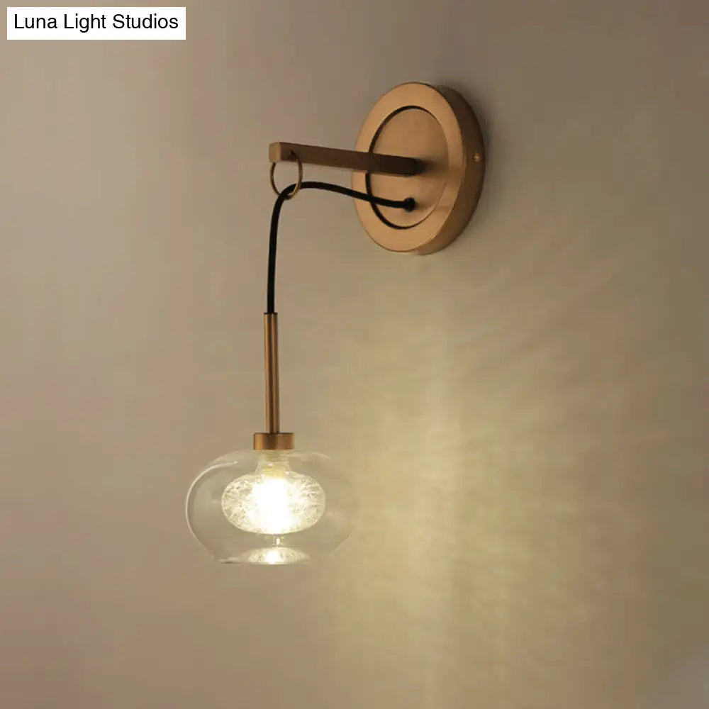 DecorBites™ Modernist Oval Amber/White Glass Sconce with Brass Finish - Wall Mounted 1-Light Drop Lamp