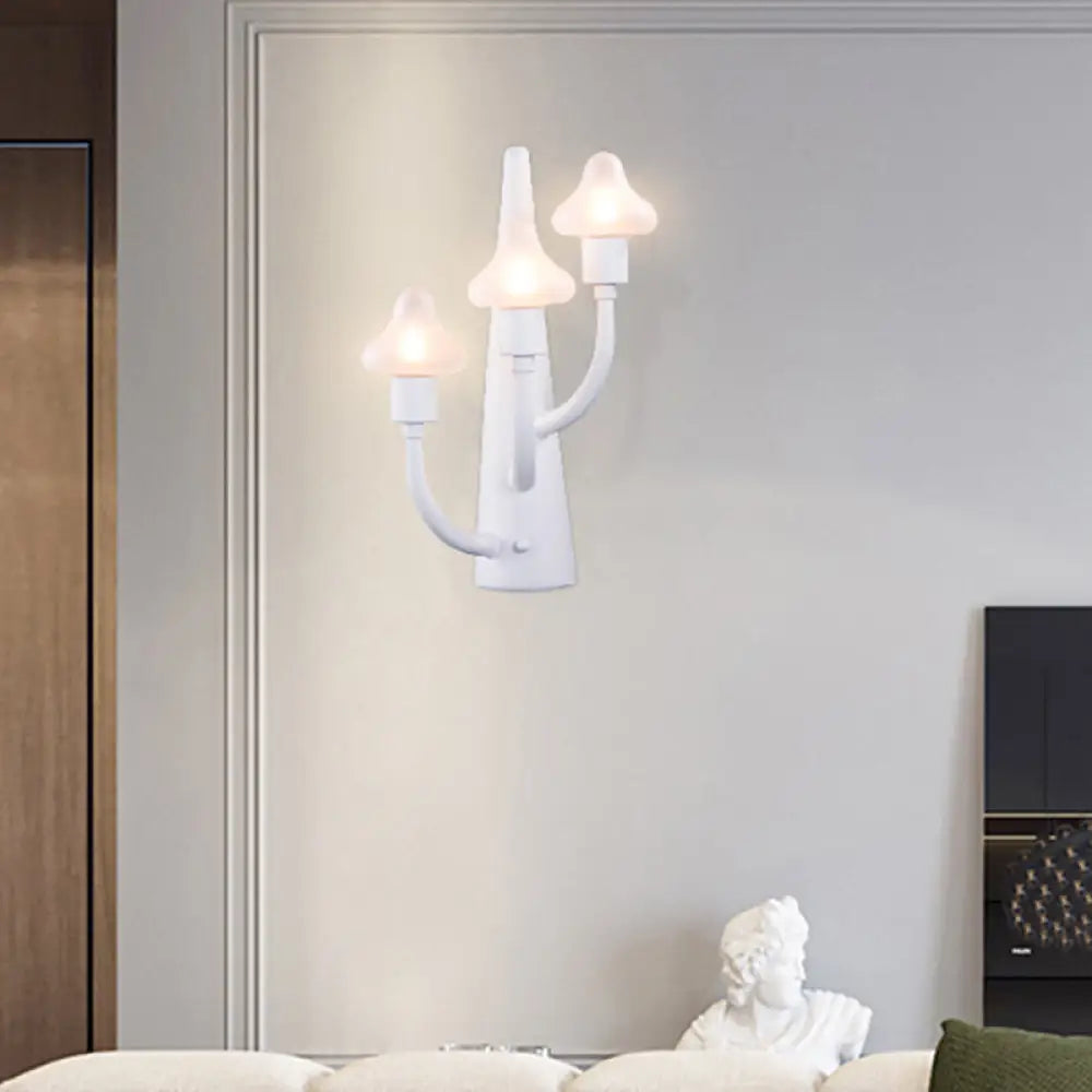 DecorBites™ Modernist White LED Wall Lamp with Mushroom Opal Glass Shade - 2/3 Lights Living Room Sconce