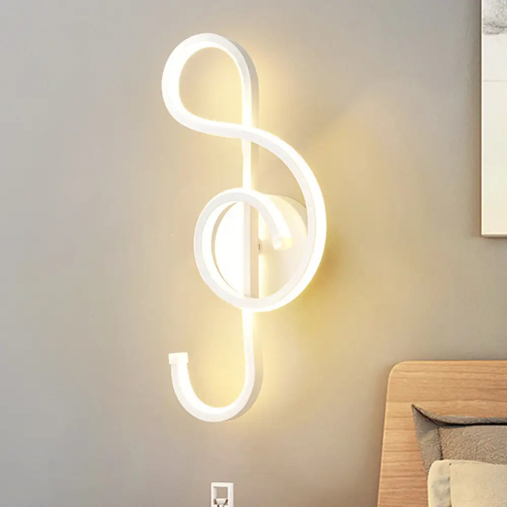 DecorBites™ Musical Note Wall Mounted Lamp: Modernist Iron Sconce with LED Surface in Black/White - Warm/White Light