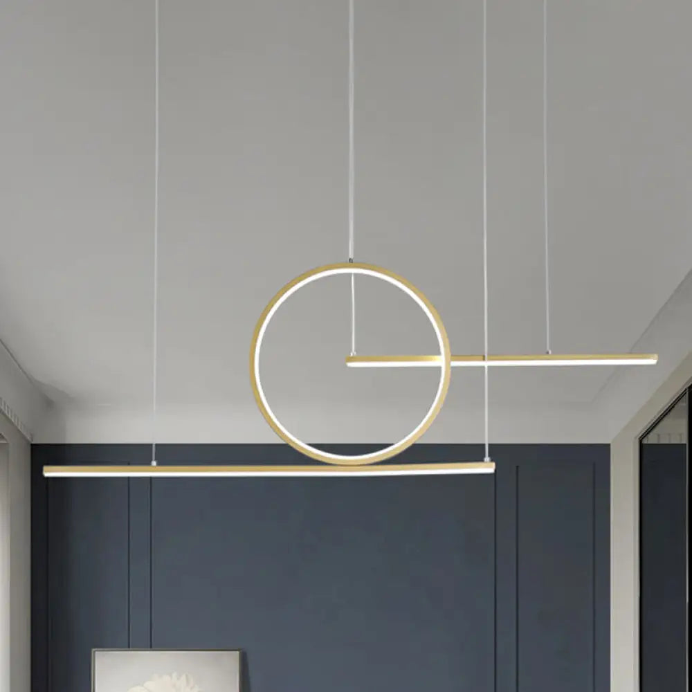 DecorBites™ Nordic Black/Gold Metal Pendant Lighting with Dual Lines - LED Island Light Fixture in Warm/White Light