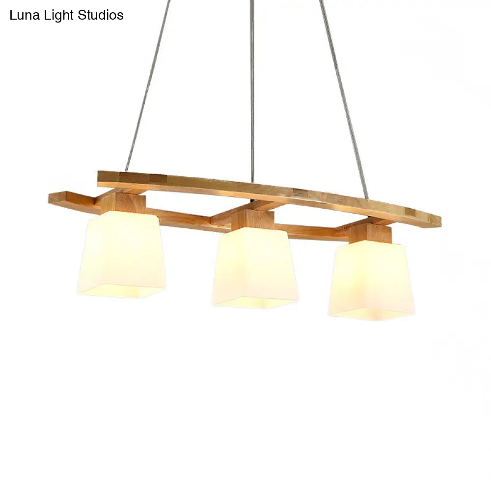 DecorBites™ Nordic Hang Lamp: Triple Light Glass & Wood Dining Room Island Lighting with Square Shade