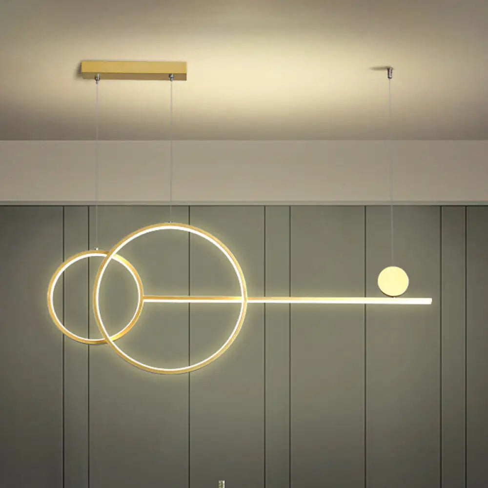 DecorBites™ Nordic LED Acrylic Chandelier Lamp with Black & Gold Line Design for Circular Island Lighting