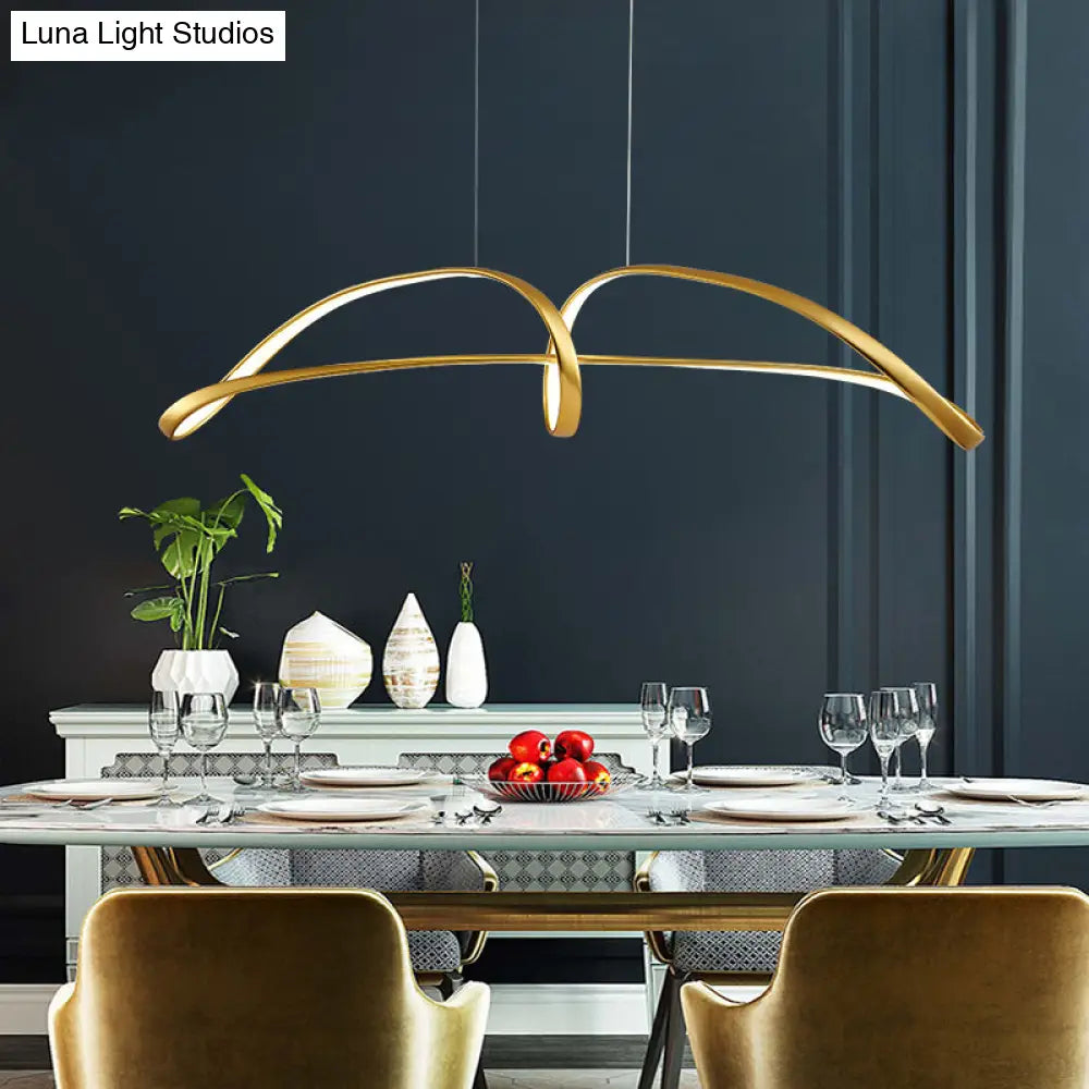 DecorBites™ Nordic Metal LED Suspension Lamp: Gold Plated Twist Design for Restaurant Island Lighting