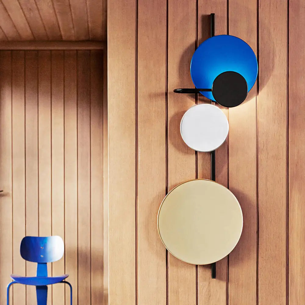DecorBites™ Nordic Metallic Blue/Red/Pink LED Circular Wall Mount Light for Living Room