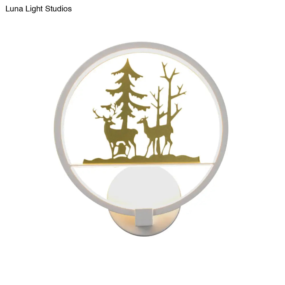 DecorBites™ Nordic Style LED Acrylic Wall Light with Elk and Tree Design for Bedroom Décor