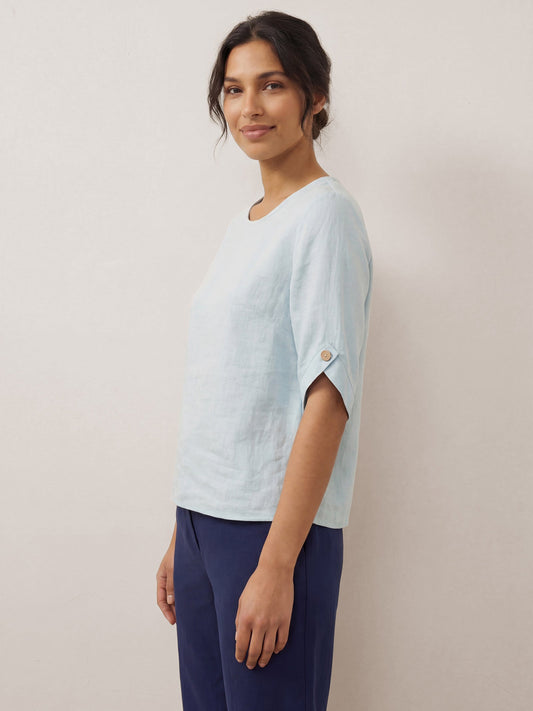 100% Linen Elbow Sleeve Pullover Top NOLA