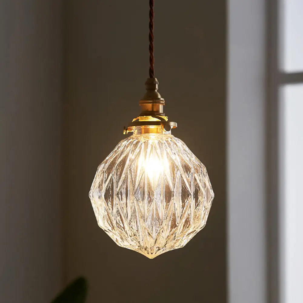 DecorBites™ Pauline - Modern Industrial Sphere Ceiling Light Single Clear Glass Hanging Pendant Light for Living Room