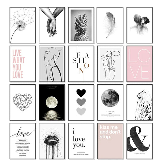 DecorBites™ Pink Aesthetic Room Decor Wall Art